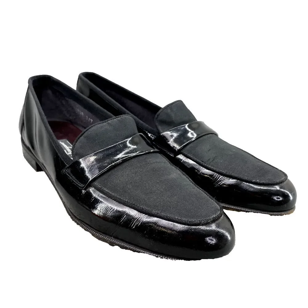 Salvatore Ferragamo Loafer Shoes Men's 10 Black‎ Italian Leather Corpcore Preppy